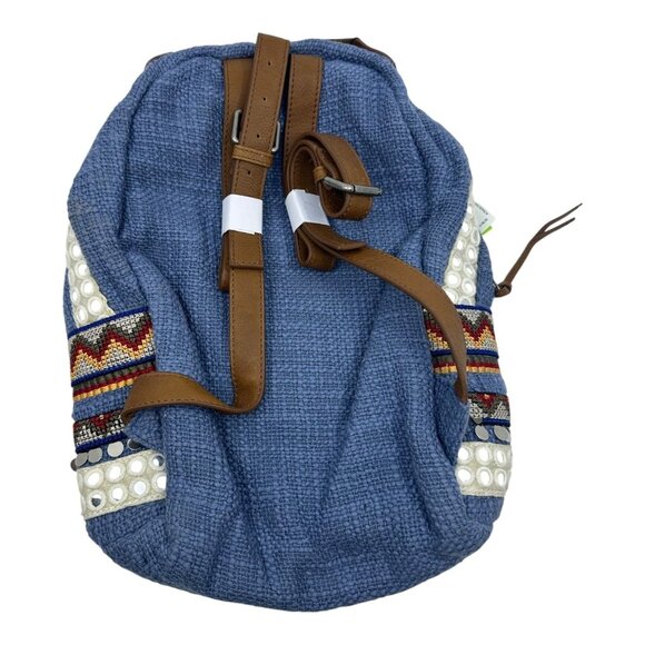 Sam Edelman Womens Denim Indie Boho Rashida Woven Beaded Backpack NWT 1/2 Price - Picture 2 of 9